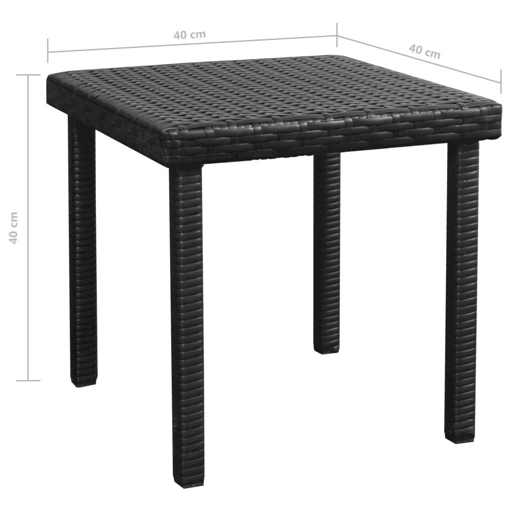 vidaXL sauļošanās zviļņi, 2 gab., ar galdu, melna PE rotangpalma