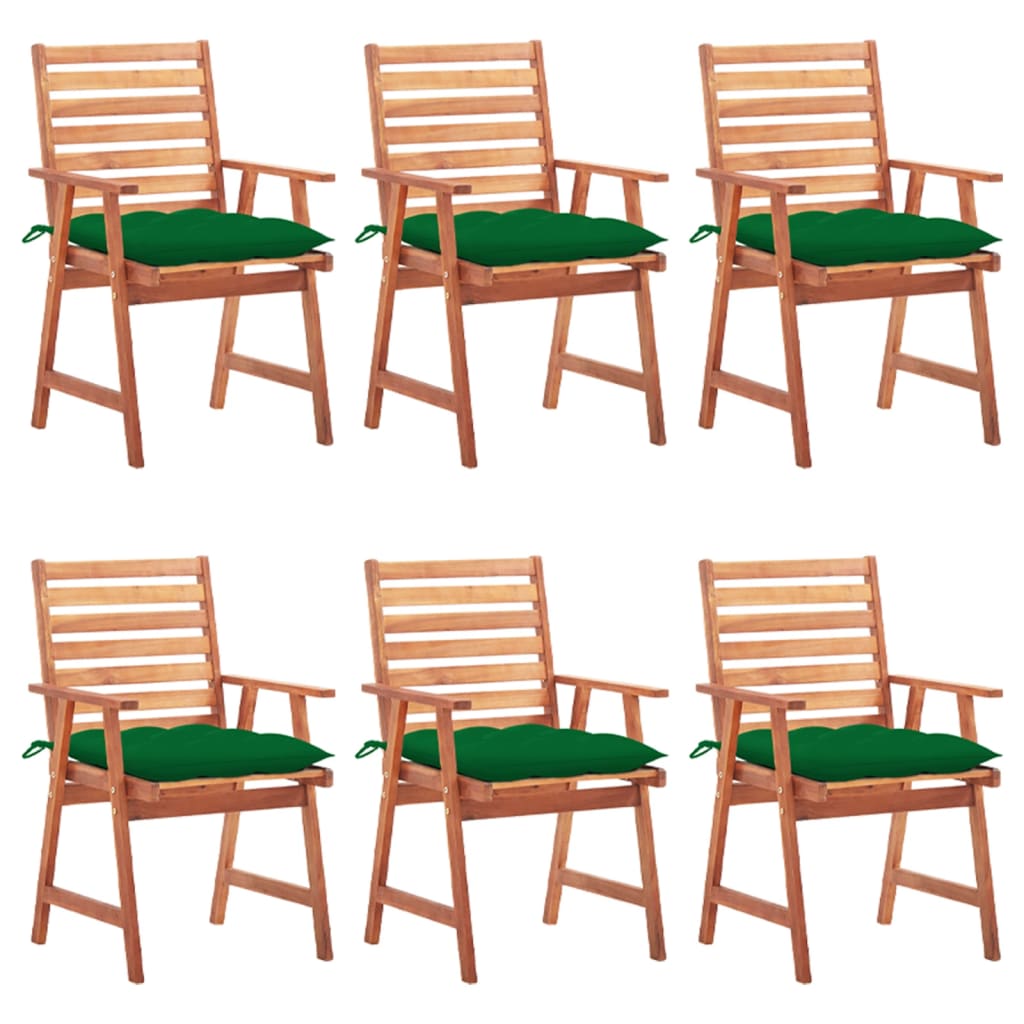 vidaXL dārza krēsli ar matračiem, 6 gab., akācijas masīvkoks