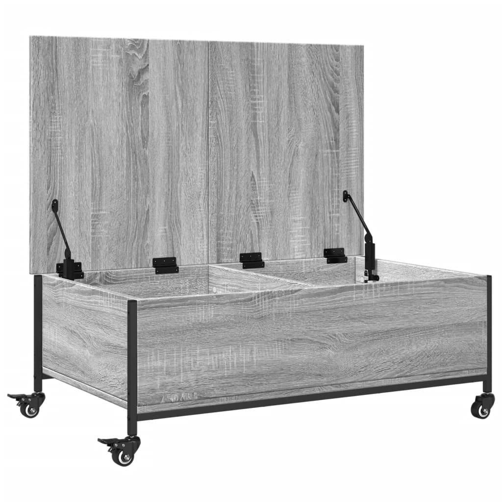 vidaXL kafijas galdiņš ar riteņiem  , melns, 91x55x34 cm , koks