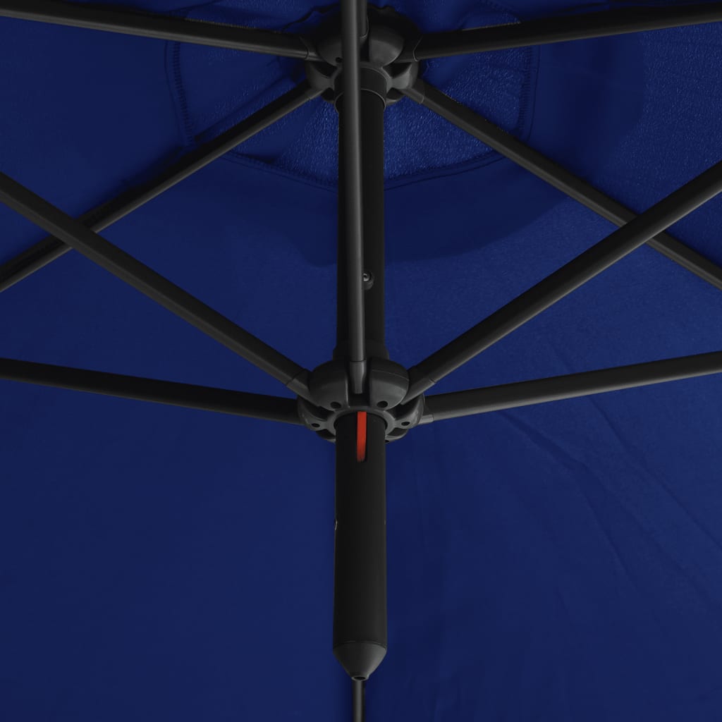 vidaXL dubultais saulessargs ar tērauda kātu, 600 cm, debeszils