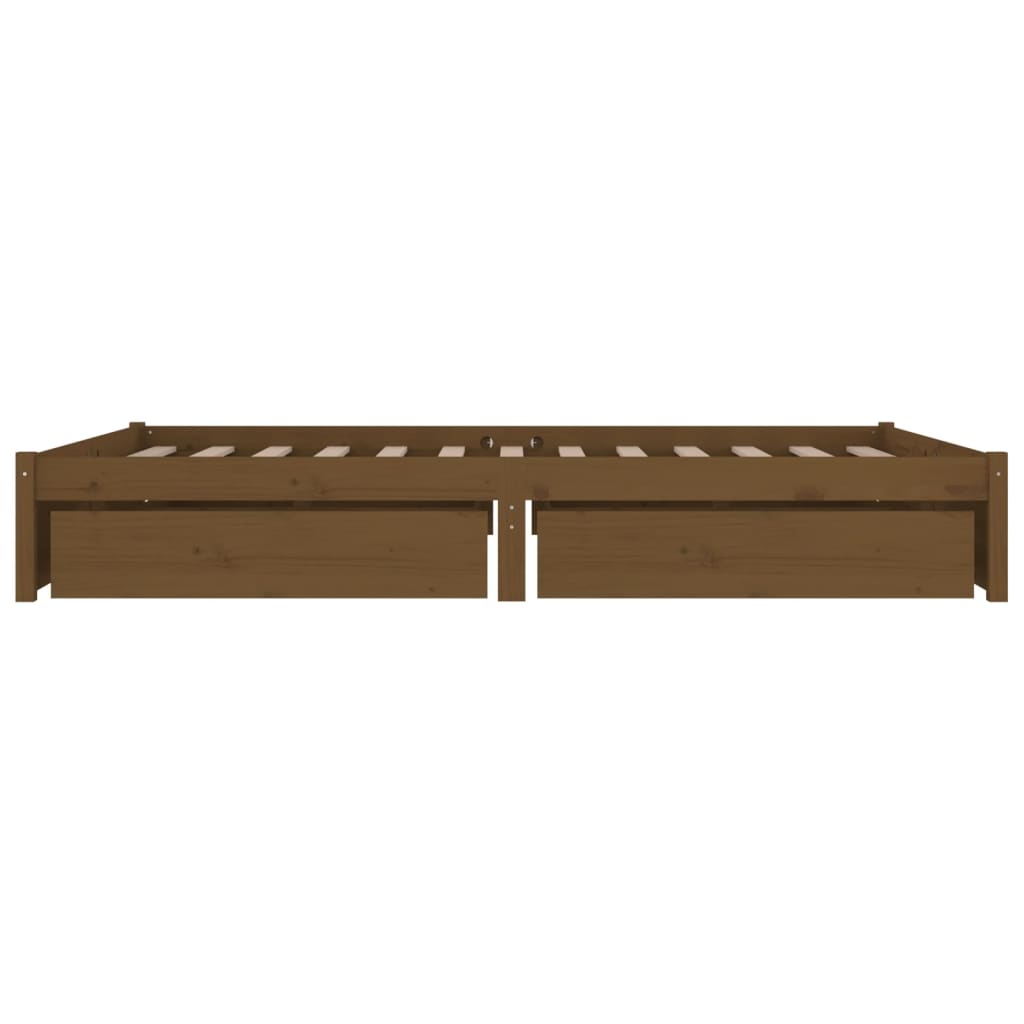 vidaXL gultas rāmis ar atvilktnēm, medus brūns, 135x190 cm, divvietīgs