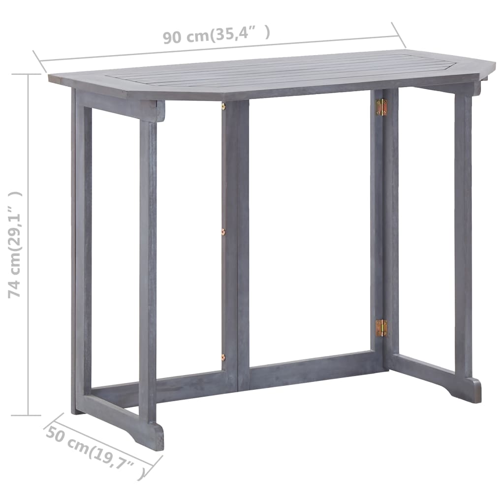 vidaXL saliekams balkona galds, 90x50x74 cm, akācijas masīvkoks