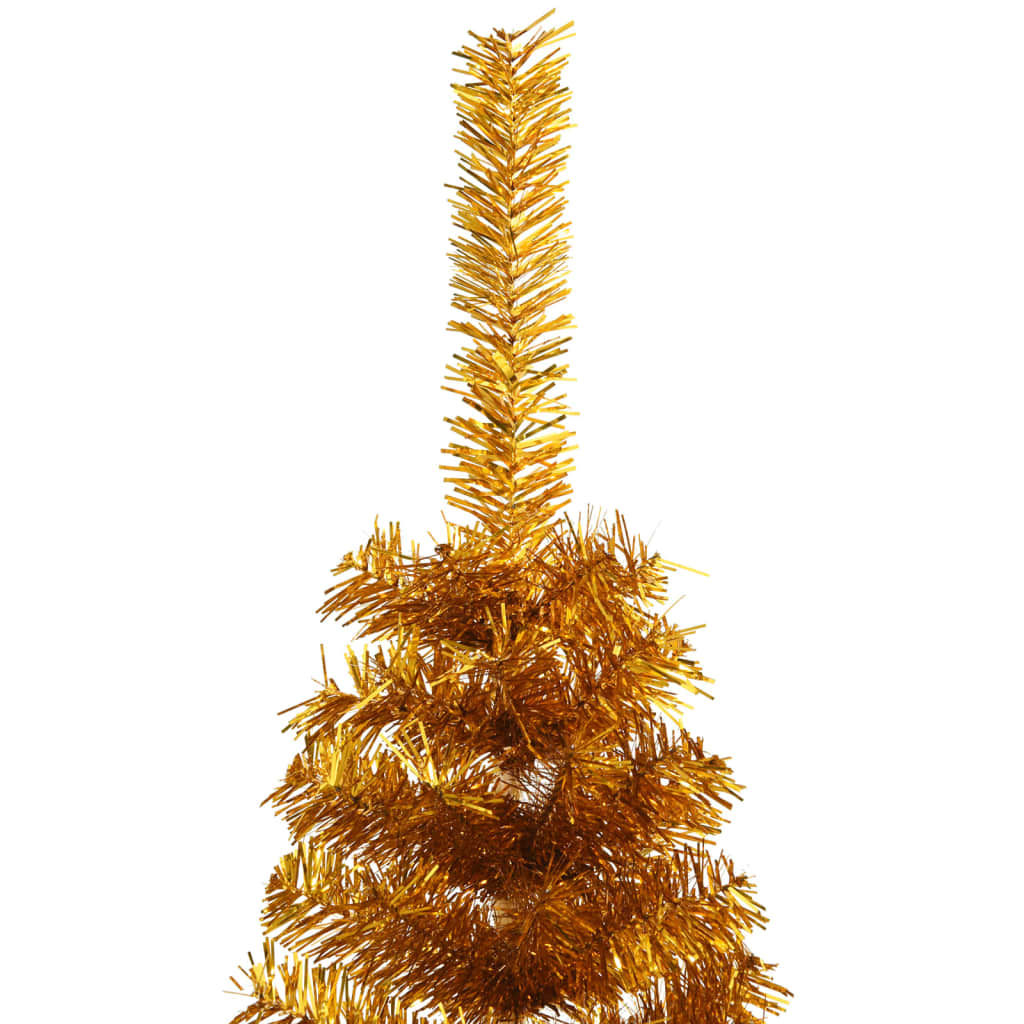vidaXL mākslīgā Ziemassvētku egle ar statīvu, 120 cm, zeltaina, PET