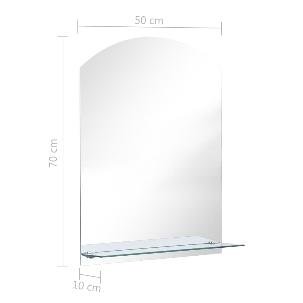 vidaXL sienas spogulis ar plauktu, 50x70 cm, rūdīts stikls