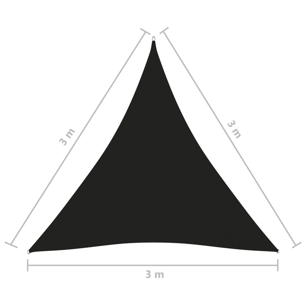 vidaXL saulessargs, 3x3x3 m, trijstūra, melns oksforda audums
