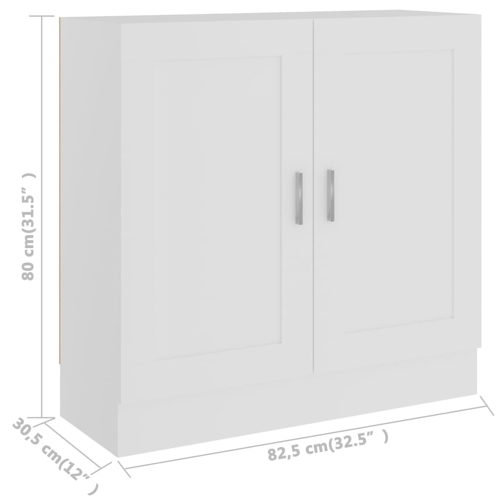 vidaXL grāmatu skapis, balts, 82,5x30,5x80 cm, skaidu plāksne