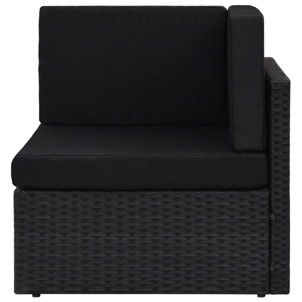 vidaXL moduļu dīvāns, divvietīgs, melna PE rotangpalma