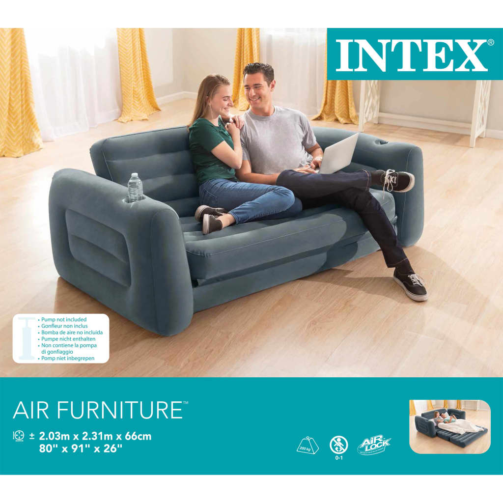 Intex izvelkams krēsls, 203x231x66 cm, tumši pelēks