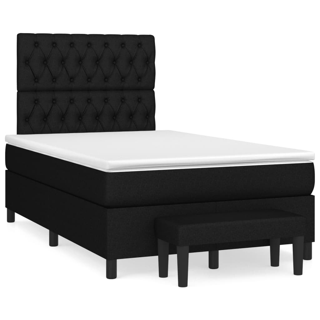 vidaXL atsperu gulta ar matraci, melns audums, 120x190 cm