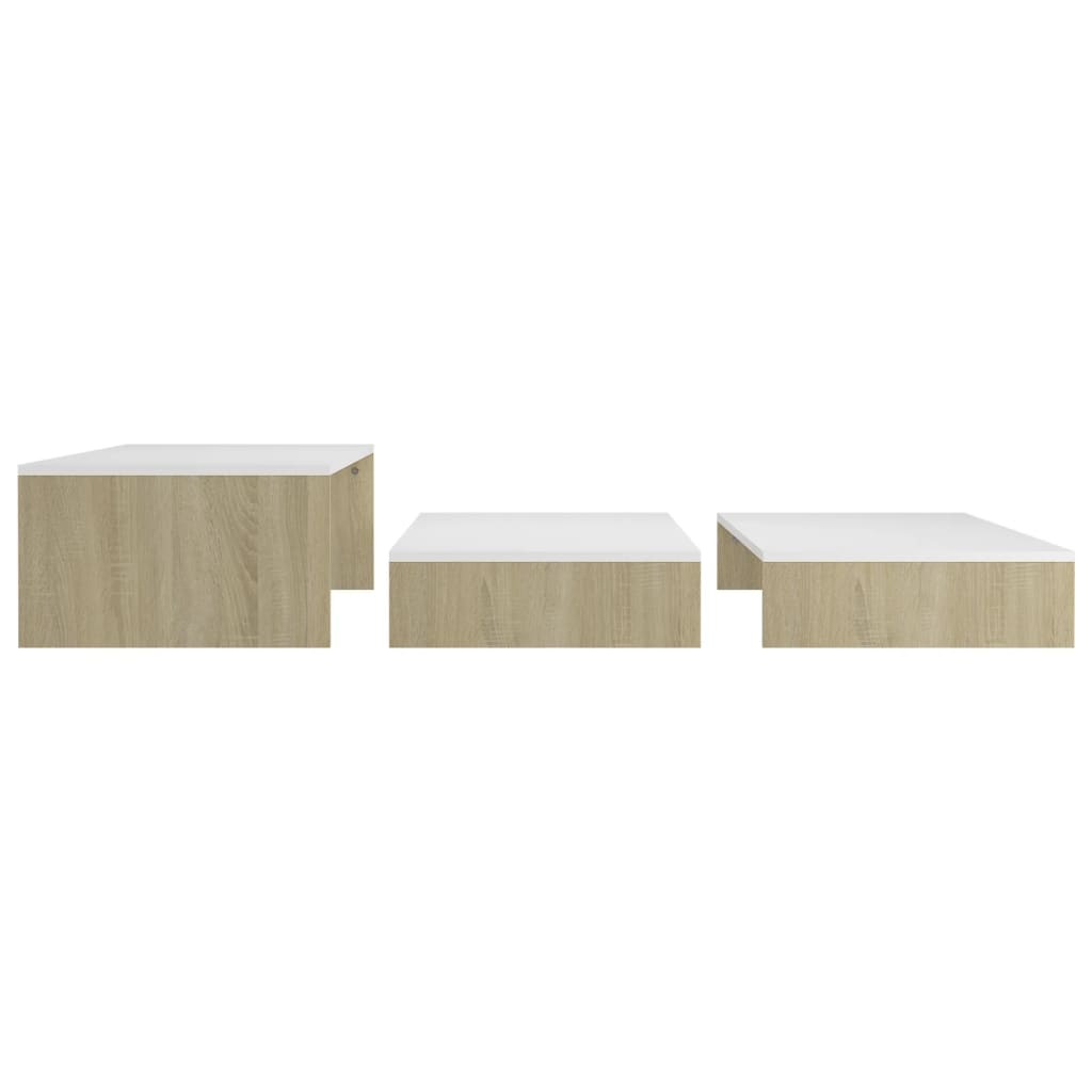vidaXL kafijas galdiņu komplekts, balts, ozolkoka, 100x100x26,5 cm
