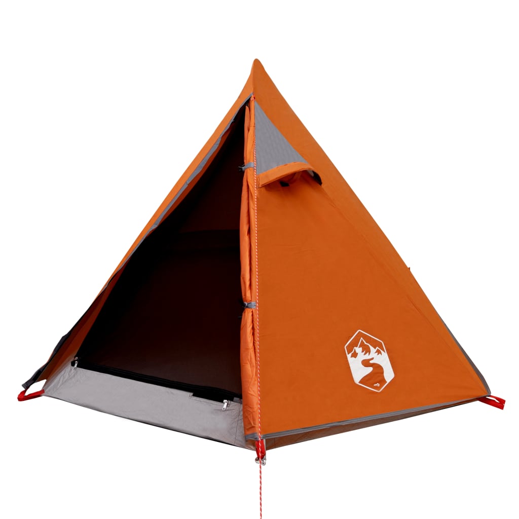 vidaXL kempinga telts, 2 personām, pelēka, oranža, ūdensizturīga