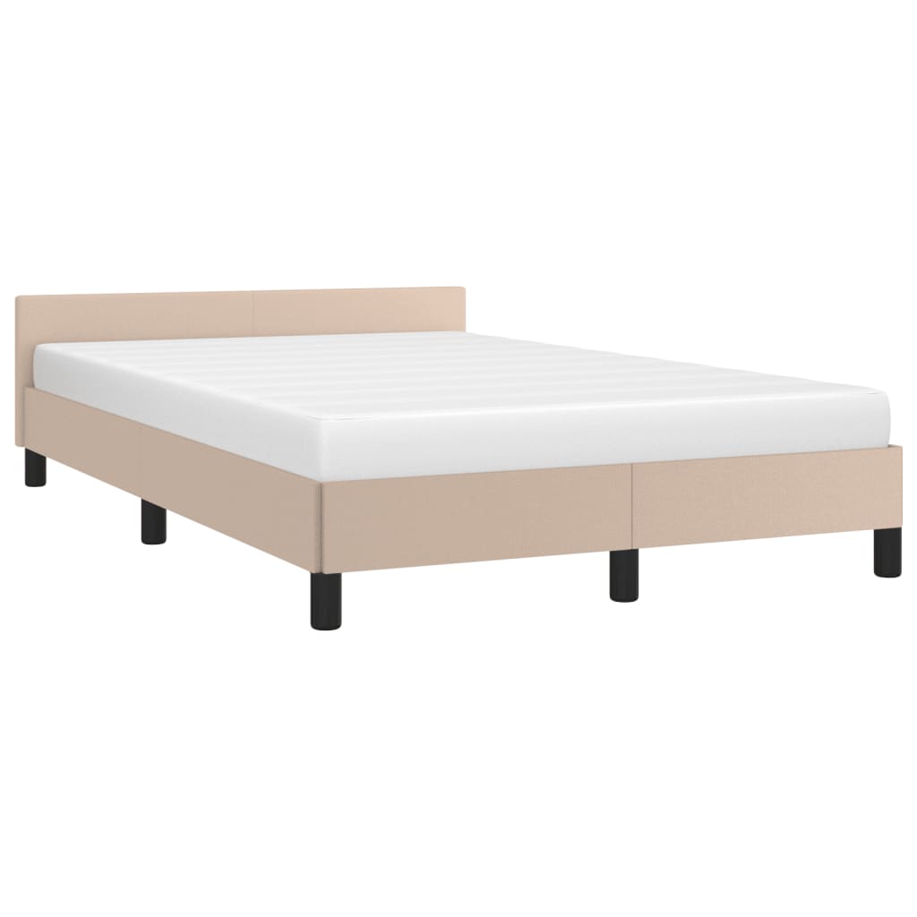 vidaXL gultas rāmis ar galvgali, kapučīno, 120x190 cm, mākslīgā āda