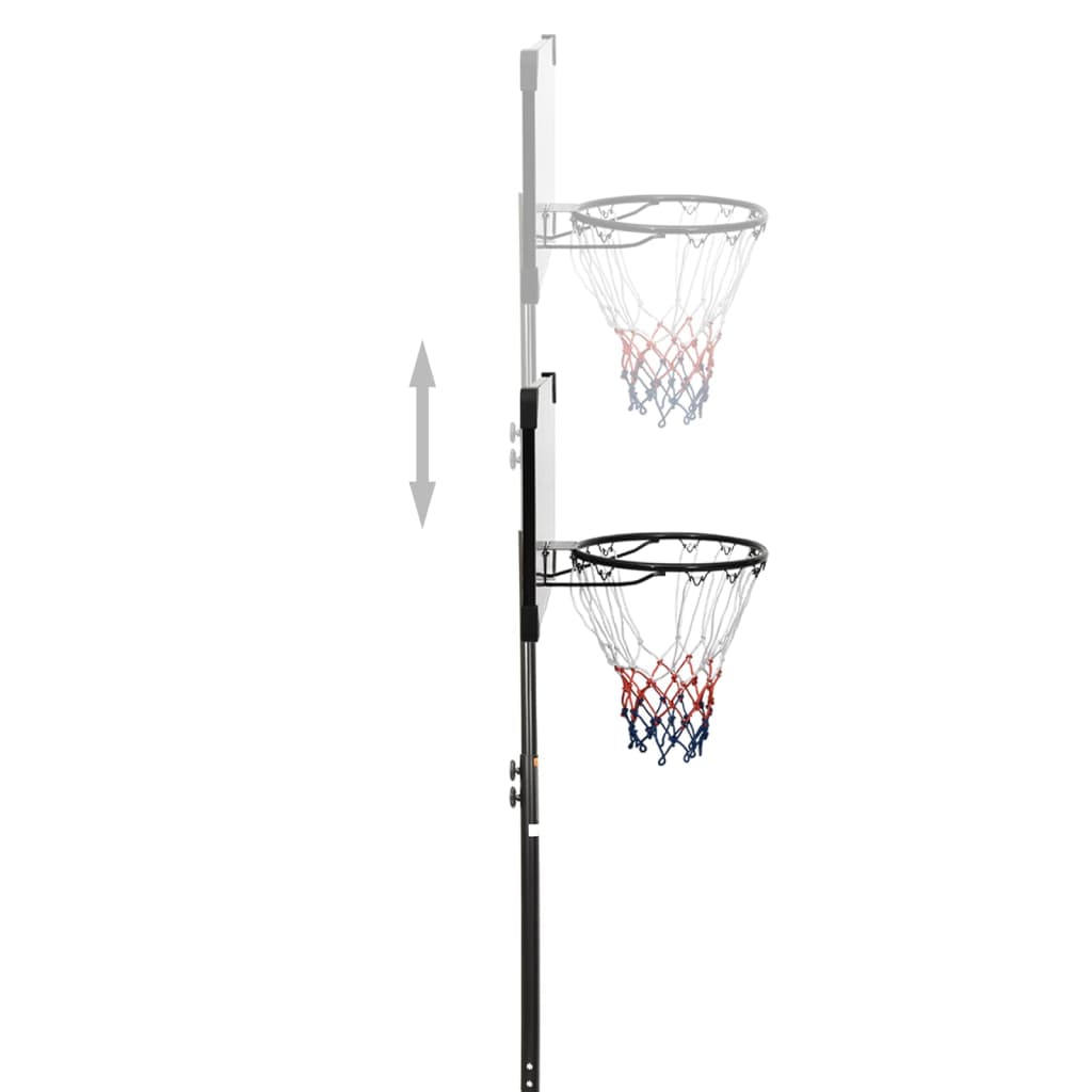vidaXL basketbola vairogs, caurspīdīgs, 216-250 cm, polikarbonāts