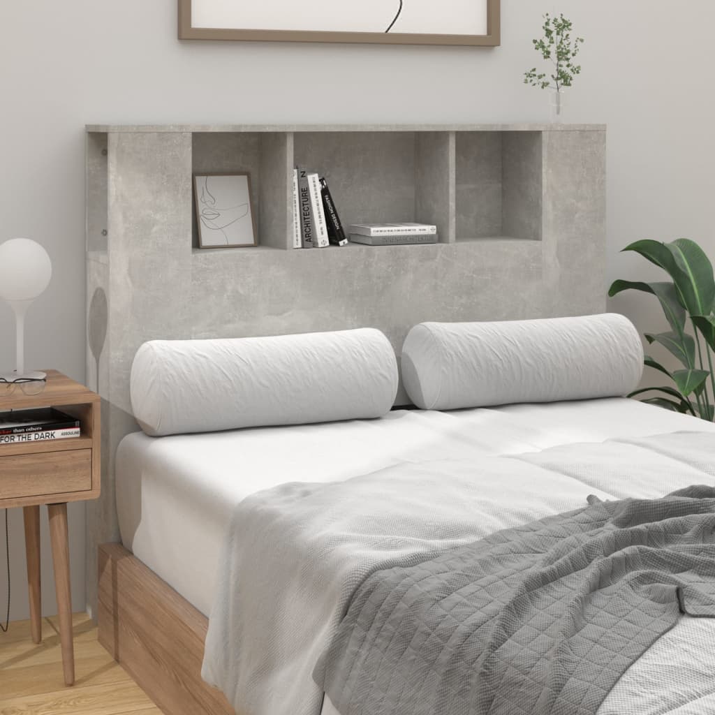 vidaXL gultas galvgalis ar plauktu, betona pelēks, 120x18,5x102,5 cm