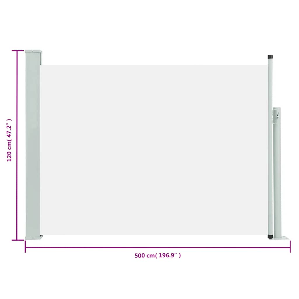 vidaXL izvelkama sānu markīze, krēmkrāsa, 120x500 cm