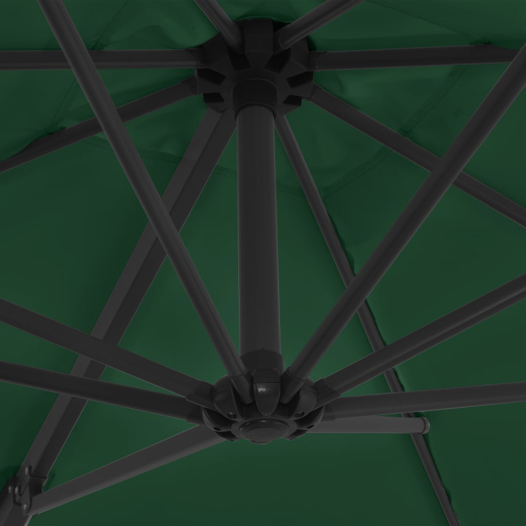 vidaXL dārza saulessargs ar tērauda kātu, 250x250 cm, zaļš