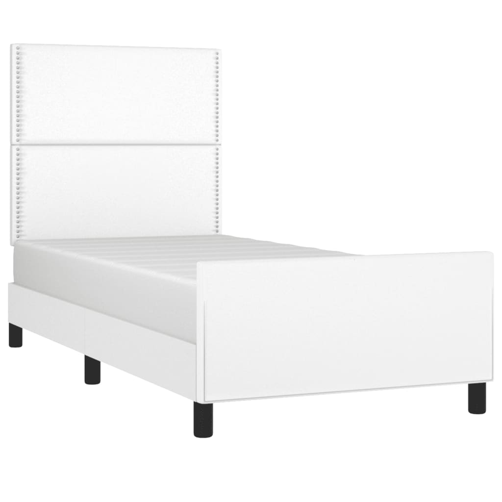 vidaXL gultas rāmis ar galvgali, balts, 100x200 cm, mākslīgā āda