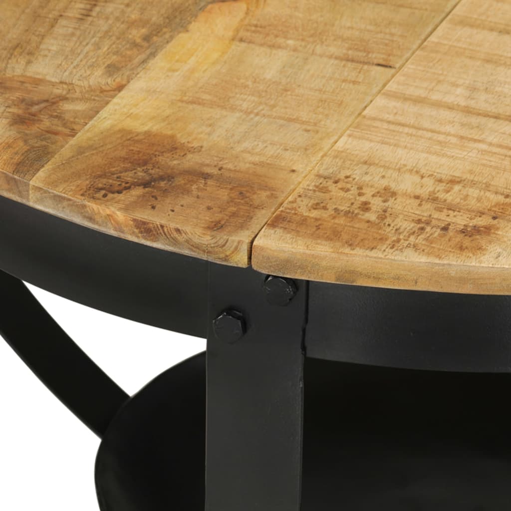 vidaXL kafijas galdiņš, Ø 68x43 cm, mango masīvkoks, dzelzs