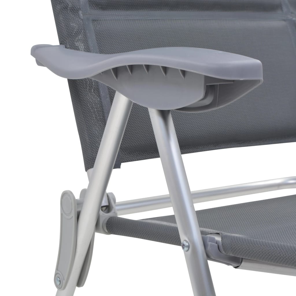 vidaXL kempinga krēsli, 2 gab., pelēki, 58x69x111 cm, alumīnijs