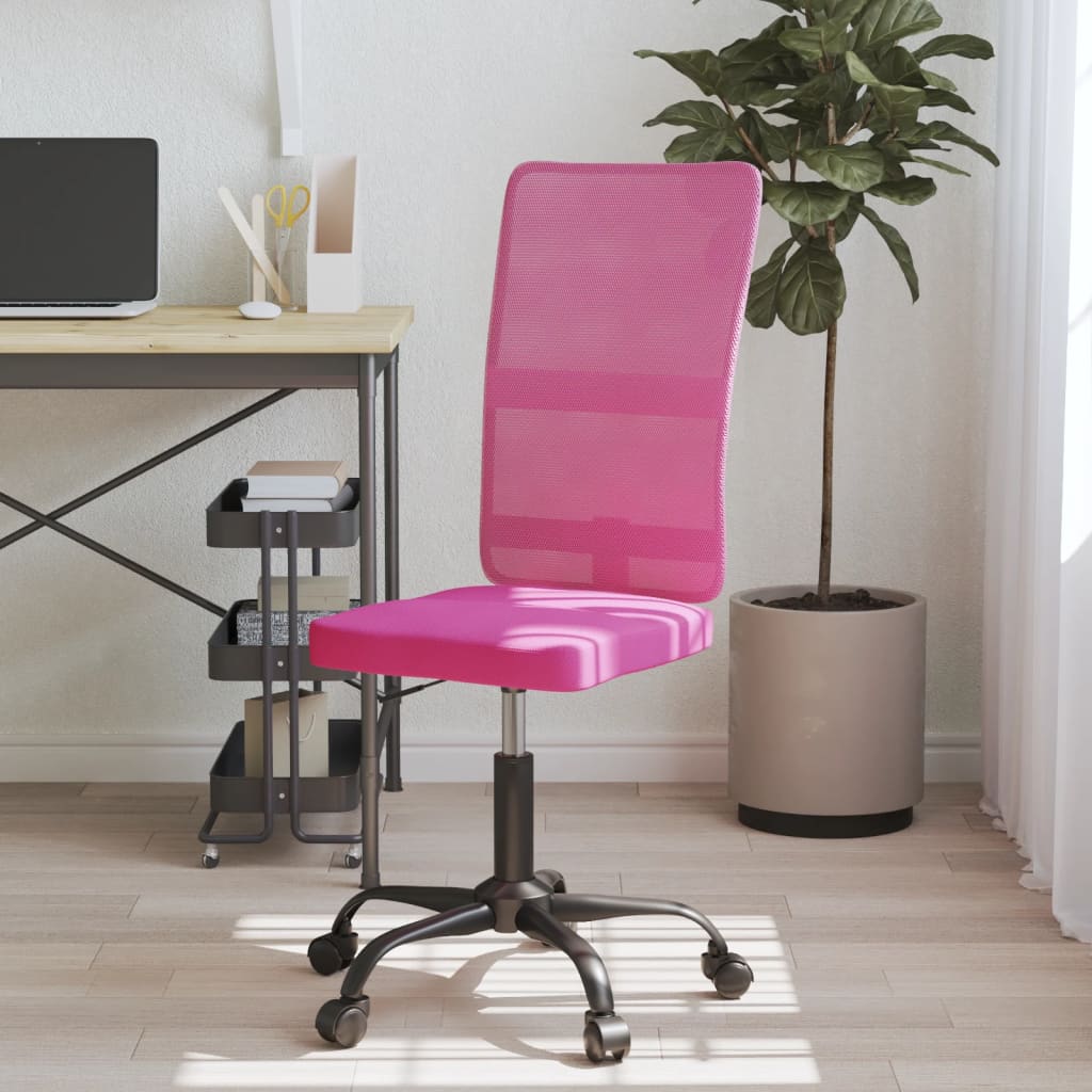 vidaXL biroja krēsls, regulējams augstums, rozā, sietveida audums