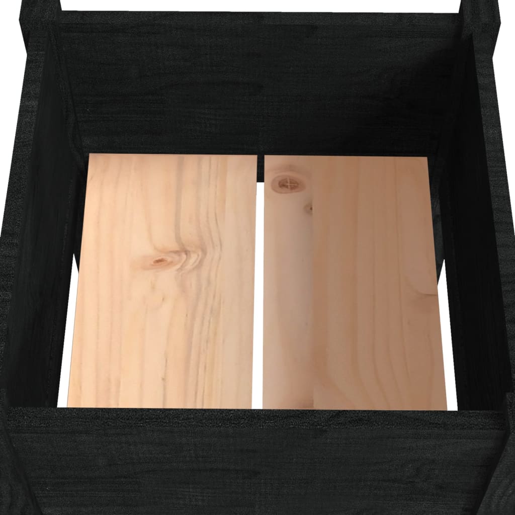 vidaXL dārza puķu kaste, melna, 40x40x70 cm, priedes masīvkoks