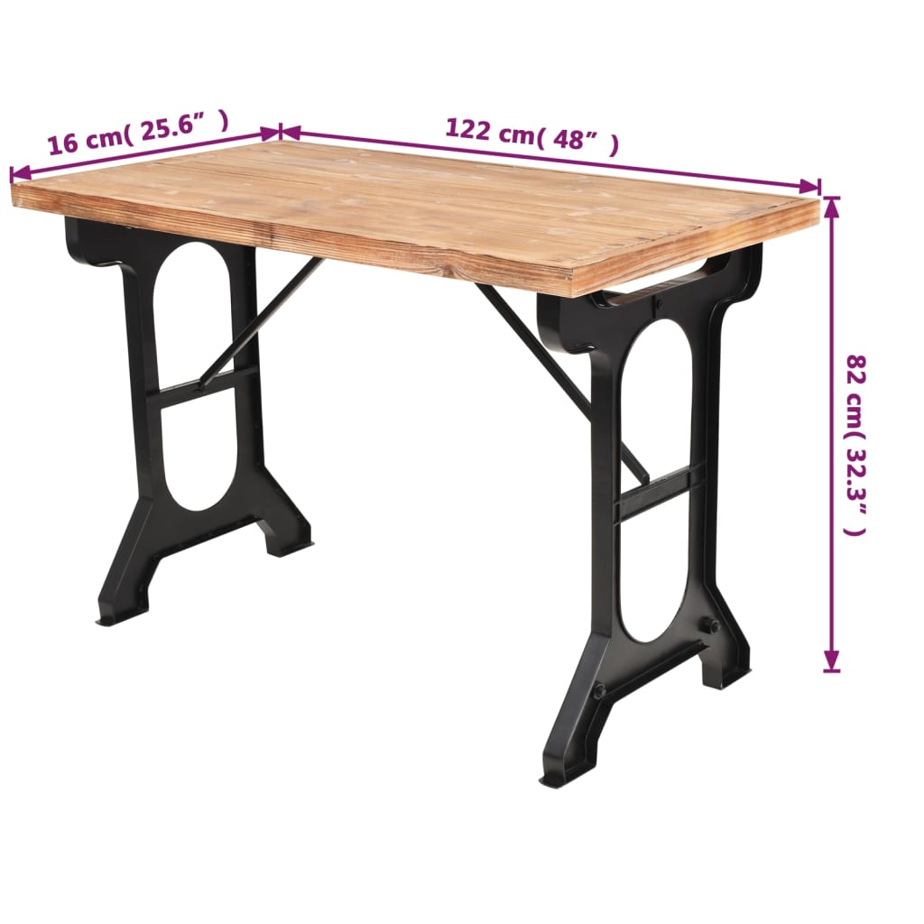 vidaXL virtuves galds, 122x65x82 cm, egles masīvkoks
