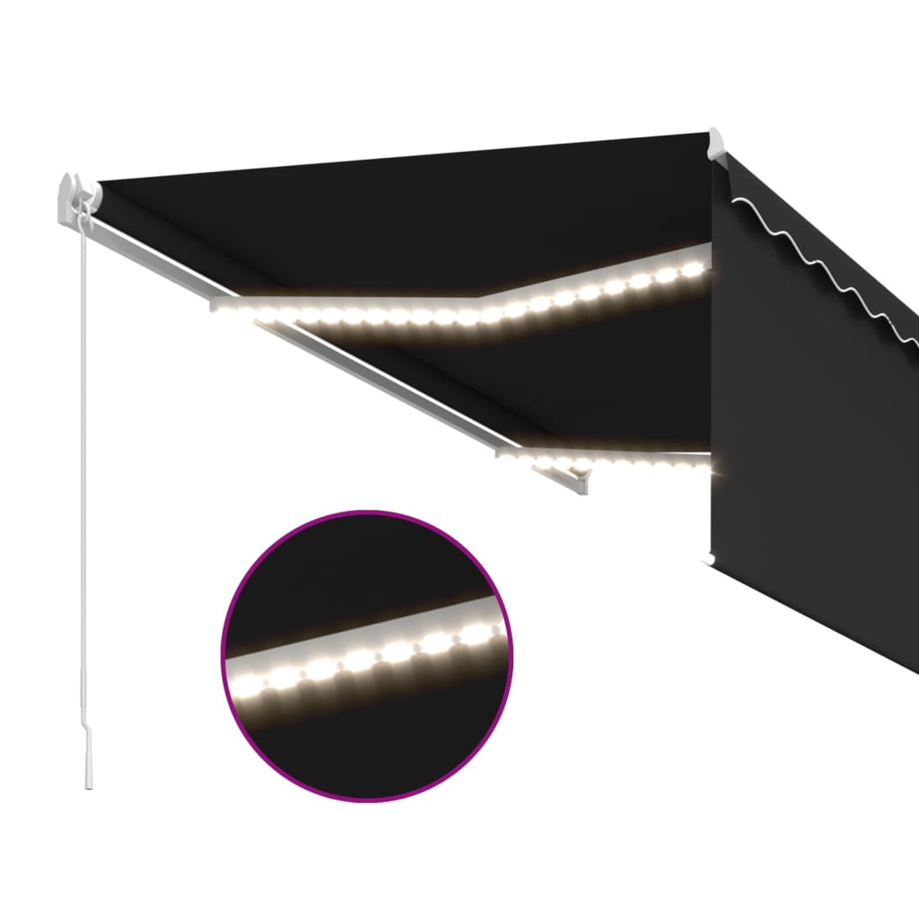 vidaXL izvelkama markīze ar žalūziju un LED, 3x2,5 m, manuāla, pelēka