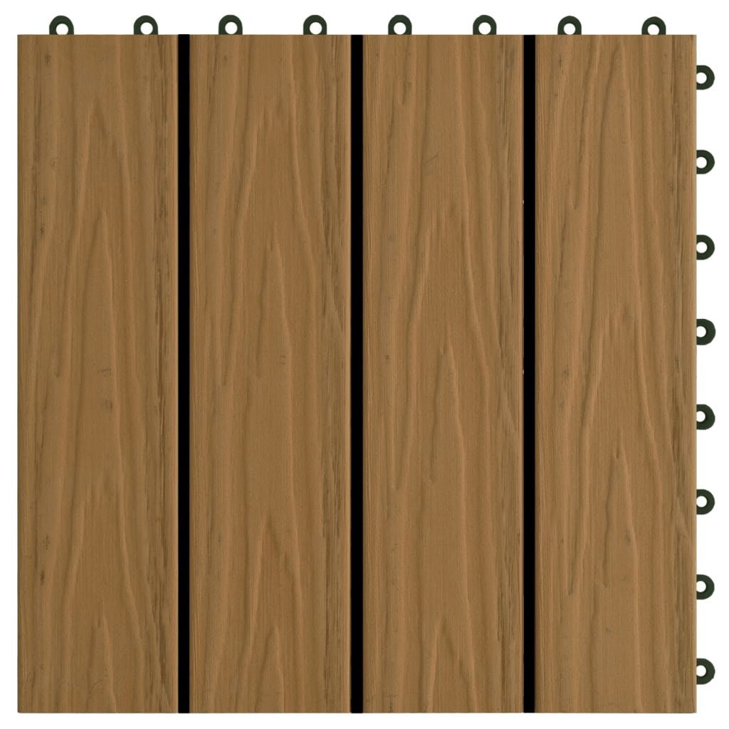vidaXL terases flīzes, 11 gab., WPC, 30x30 cm, 1 m2, tīkkoka krāsa