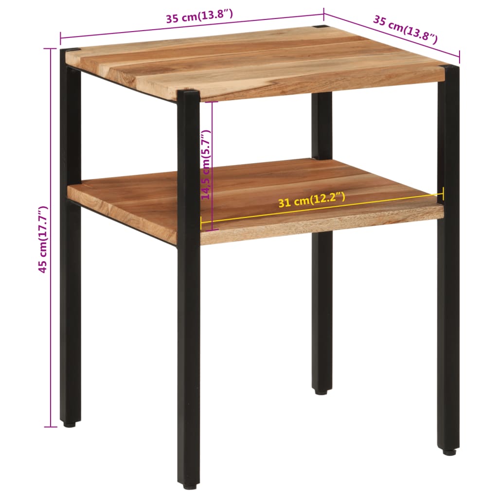 vidaXL galdiņš, 35x35x45 cm, akācijas masīvkoks un dzelzs