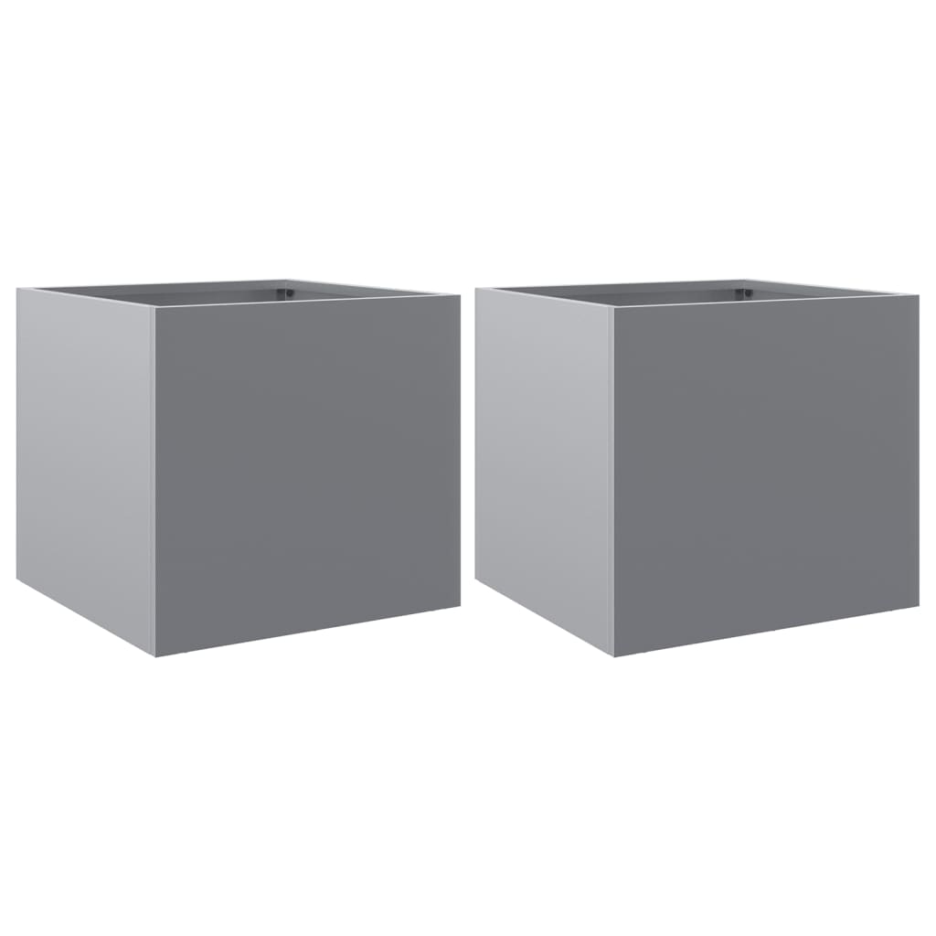 vidaXL puķu kastes, 2 gab., sudrabainas, 32x30x29 cm, cinkots tērauds