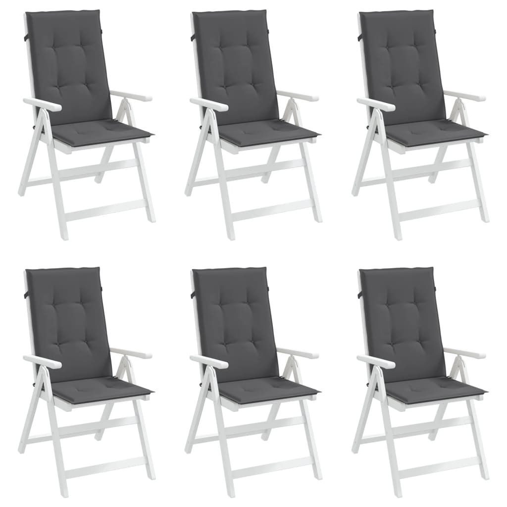 vidaXL dārza krēslu spilveni, 6 gab., pelēki, 120x50x3 cm, audums