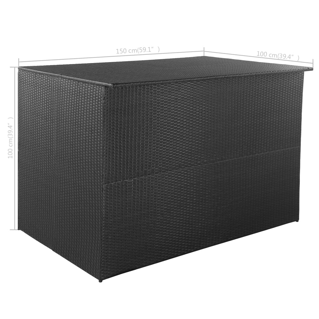 vidaXL dārza uzglabāšanas kaste, melna, 150x100x100 cm, PE rotangpalma