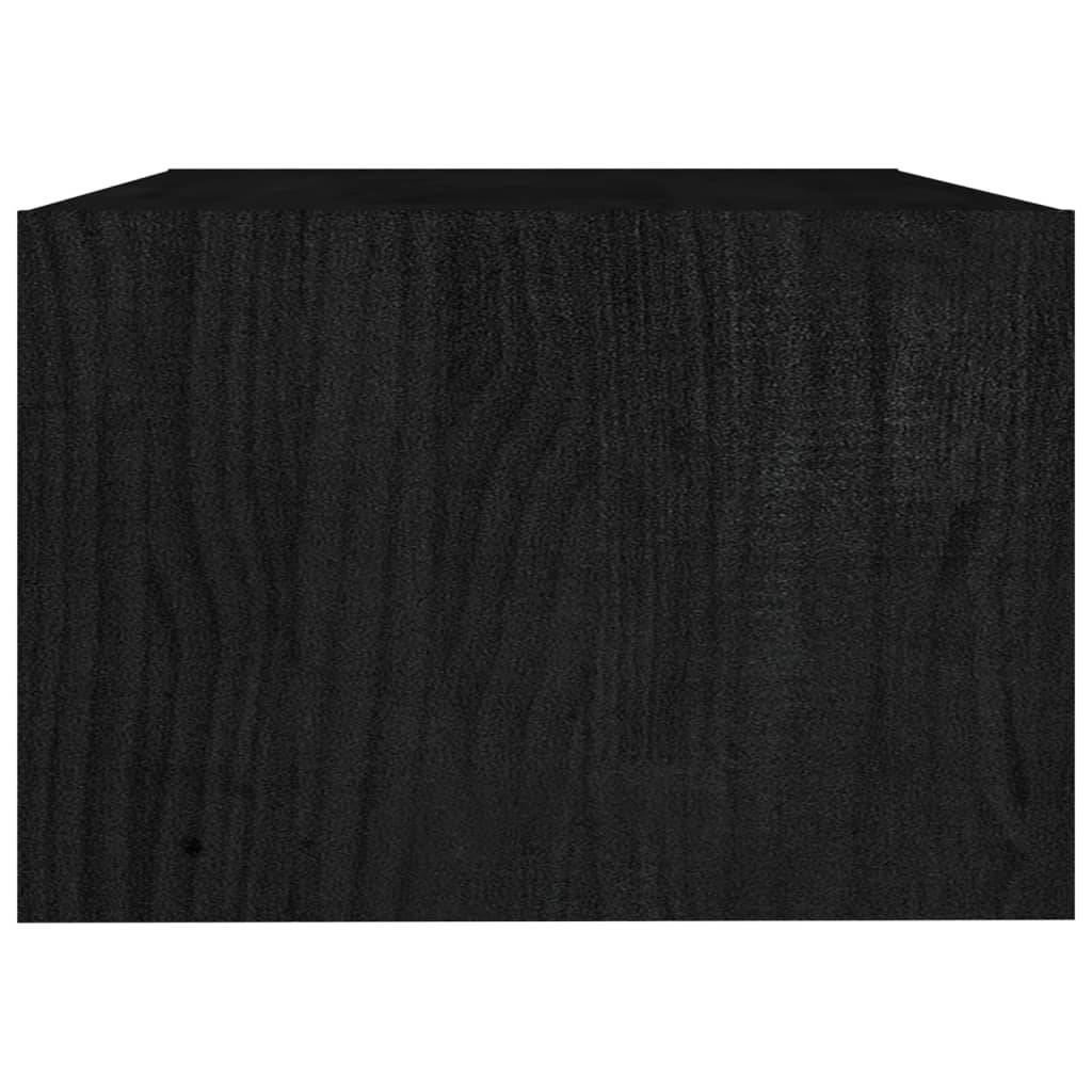 vidaXL kafijas galdiņš, melns, 75x50x33,5 cm, priedes masīvkoks
