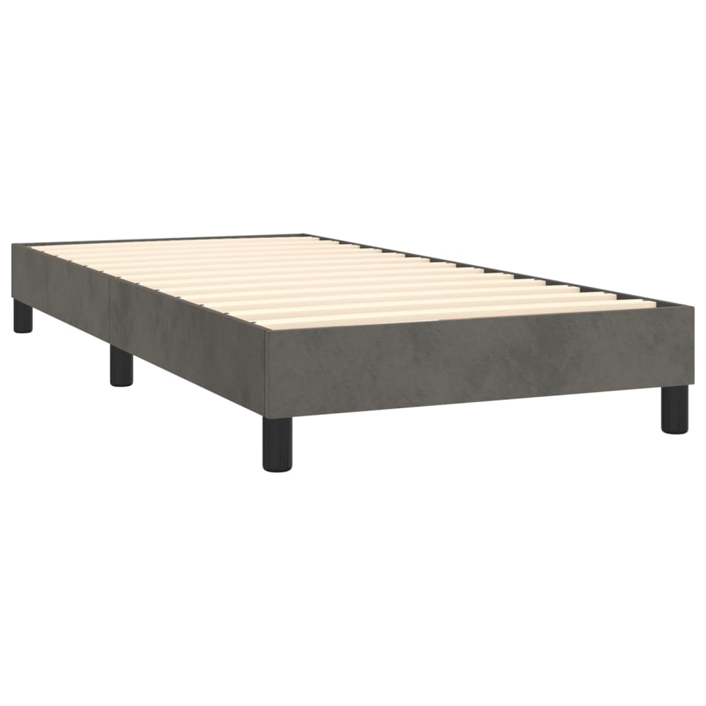 vidaXL atsperu gulta ar matraci, LED, tumši pelēks samts, 80x200 cm