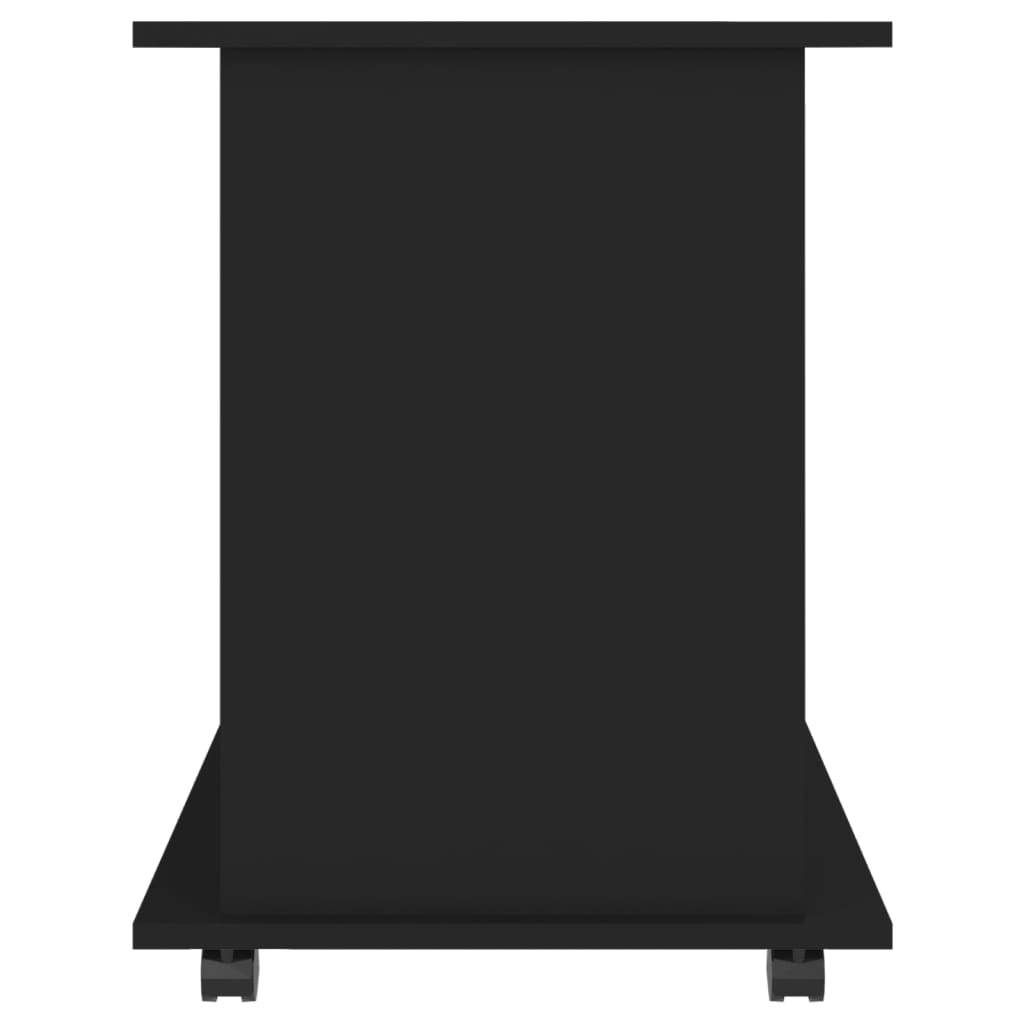 vidaXL plaukts ar riteņiem, melns, 60x45x60 cm, kokskaidu plāksne