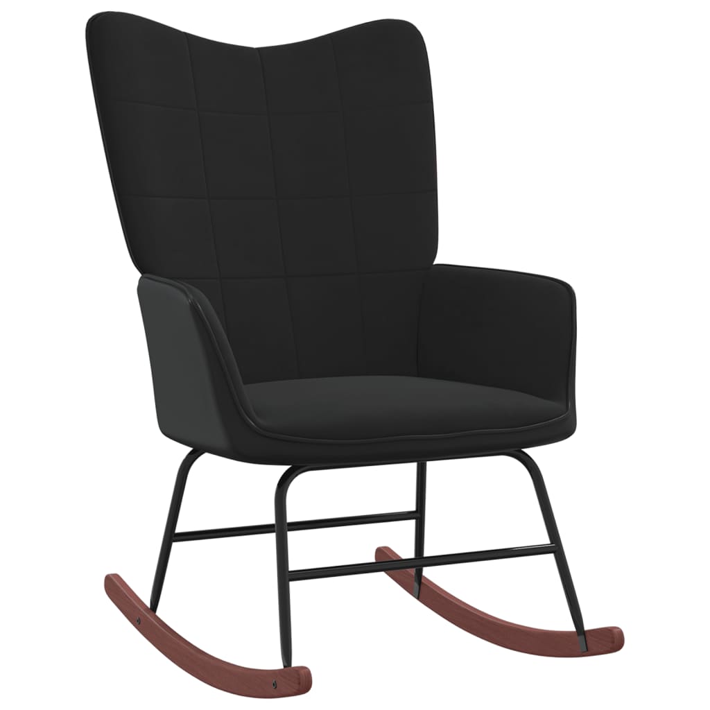 vidaXL šūpuļkrēsls, melns, samts un PVC