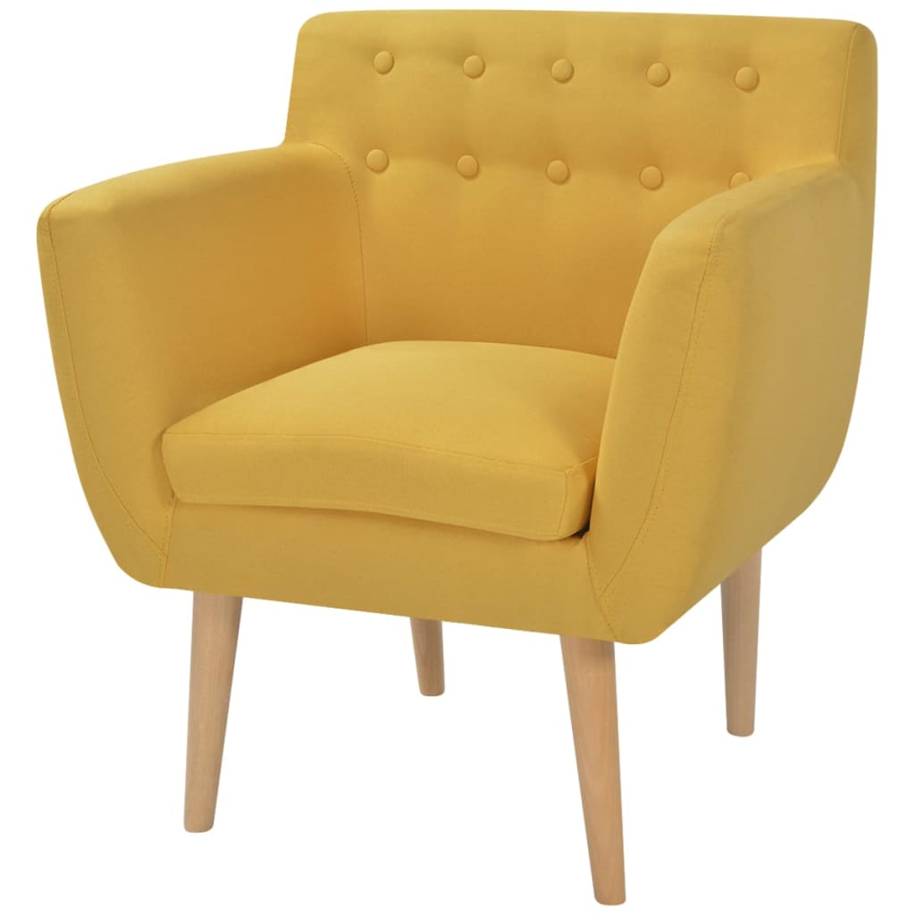 vidaXL atpūtas krēsls, dzeltens audums