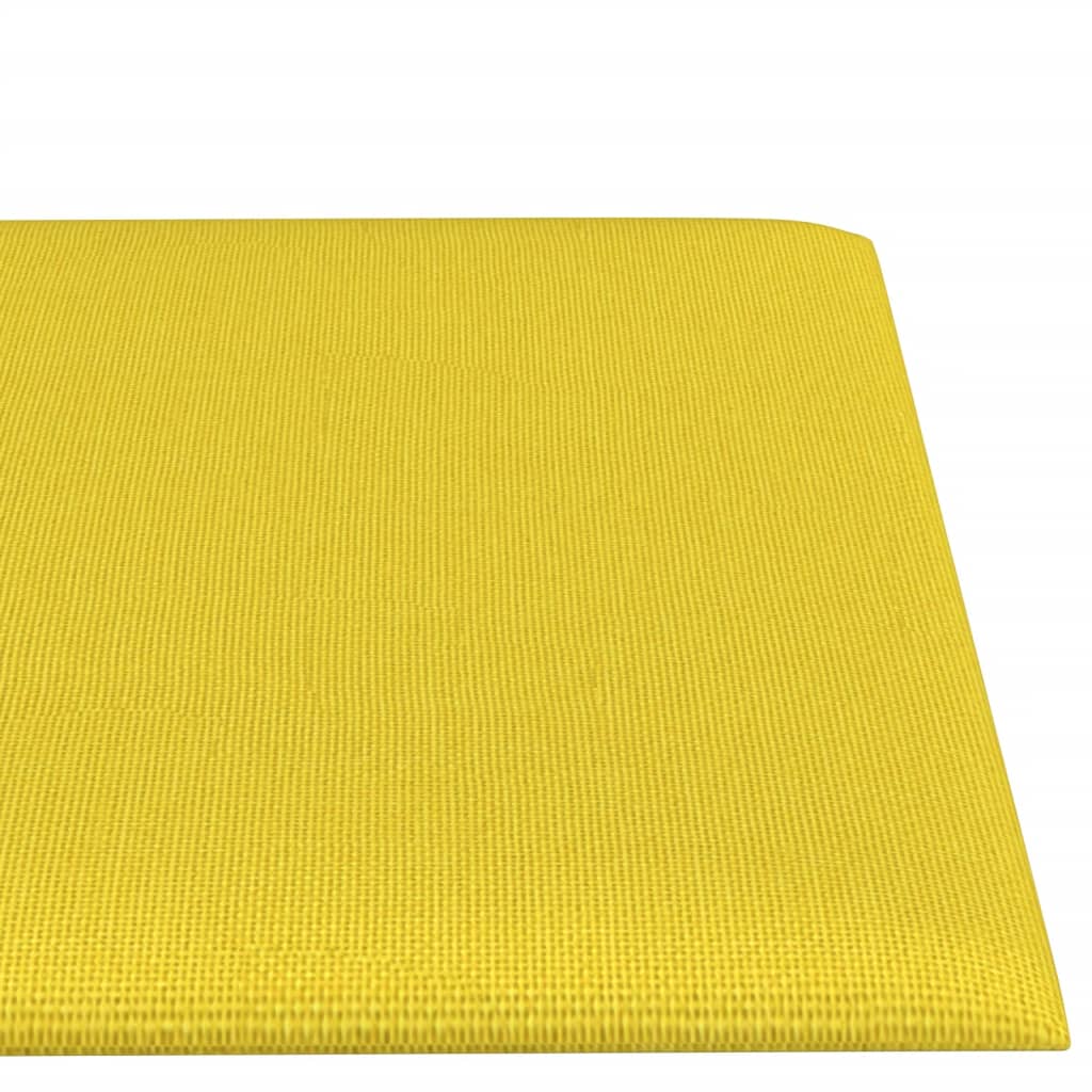 vidaXL sienas paneļi, 12 gab., gaiši dzelteni, 60x15cm, audums, 1,08m²