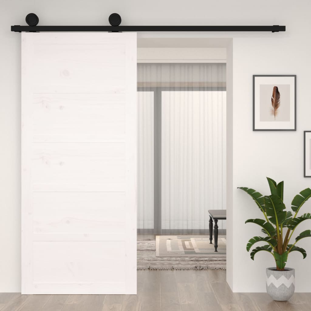 vidaXL šķūņa durvis, baltas, 90x1,8x204,5 cm, priedes masīvkoks