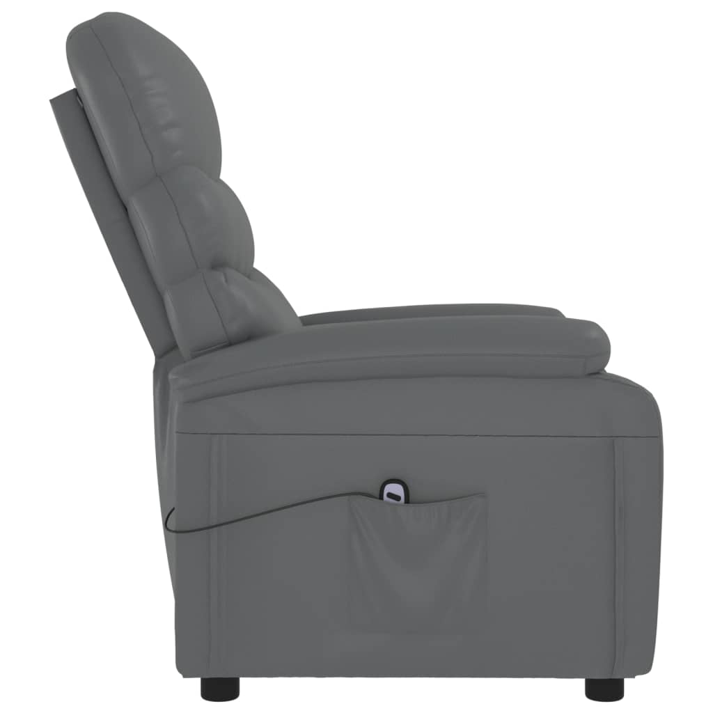 vidaXL elektrisks atpūtas krēsls, atgāžams, pelēka mākslīgā āda