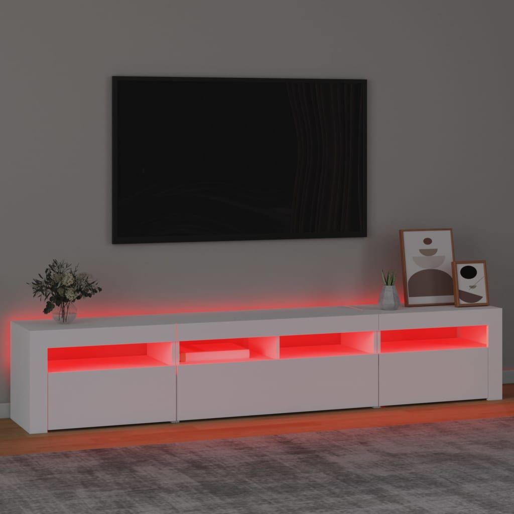 vidaXL TV skapītis ar LED apgaismojumu, balts, 210x35x40 cm