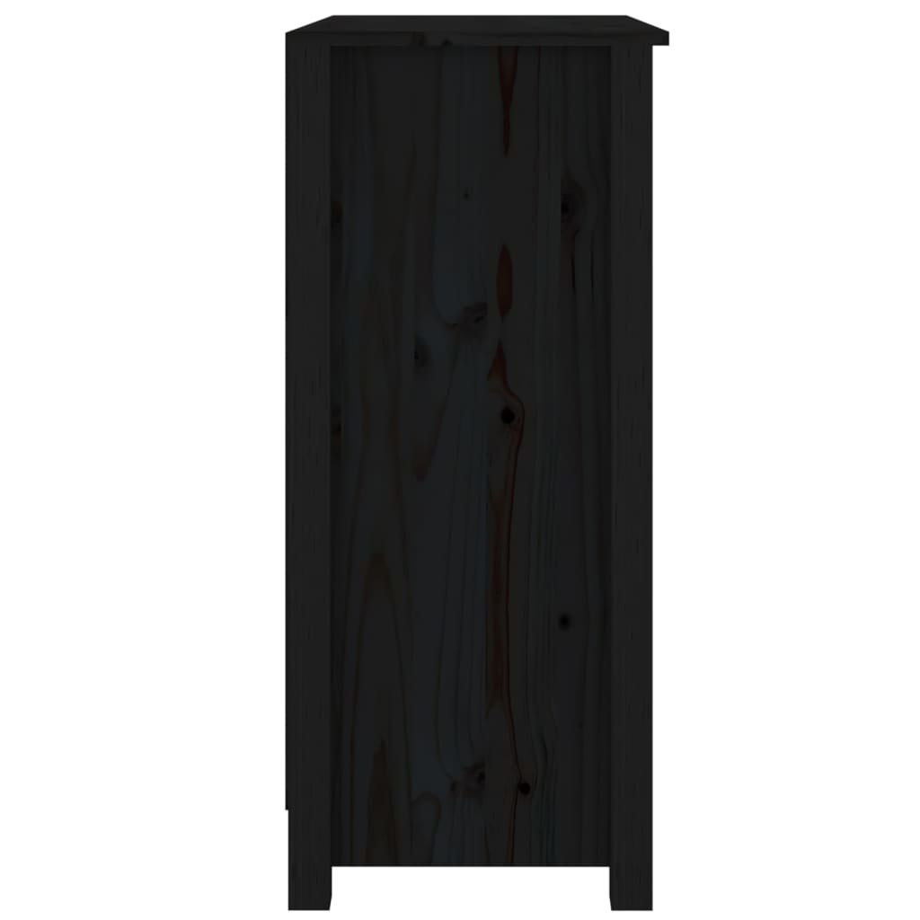 vidaXL kumode, melna, 70x35x80 cm, priedes masīvkoks