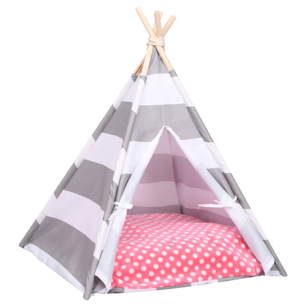 vidaXL kaķu telts ar somu, vigvama forma, svītraina, 60x60x70 cm