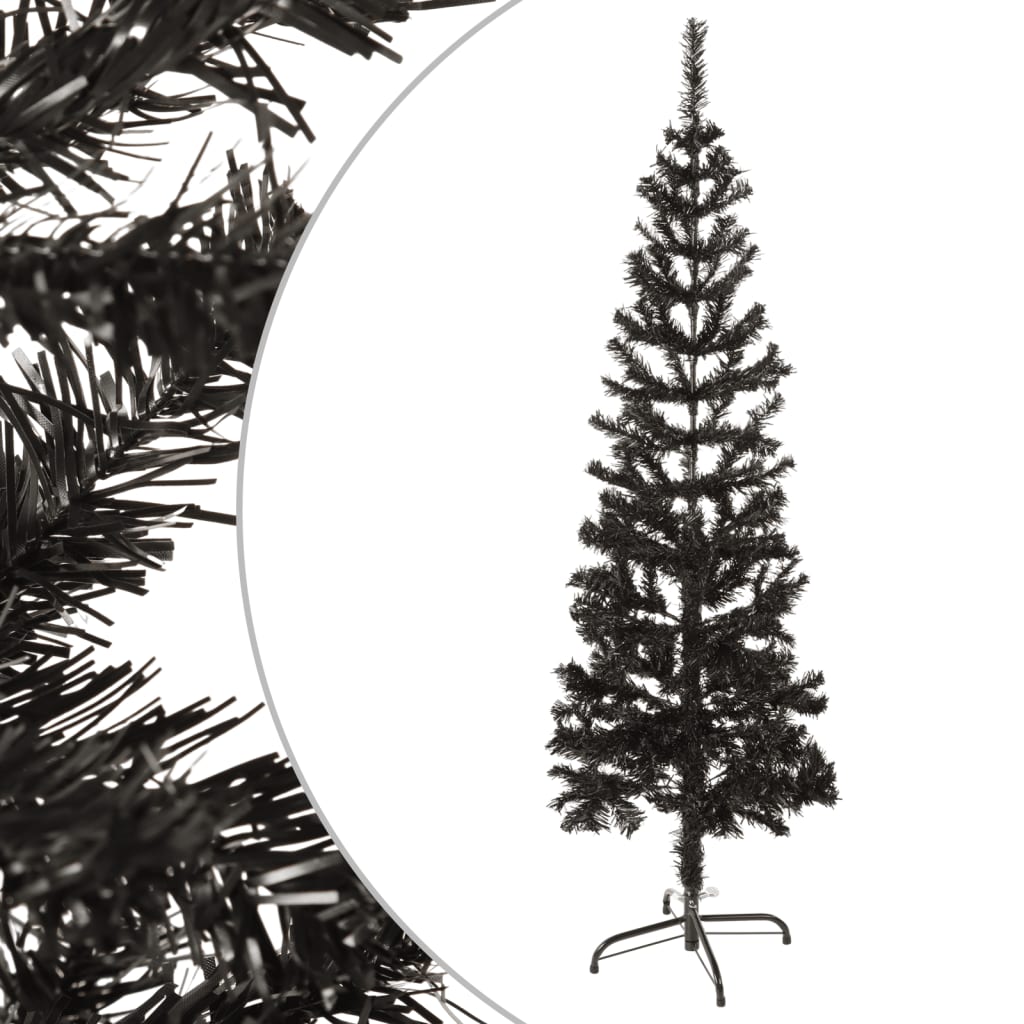 vidaXL mākslīgā Ziemassvētku egle, šaura, melna, 120 cm