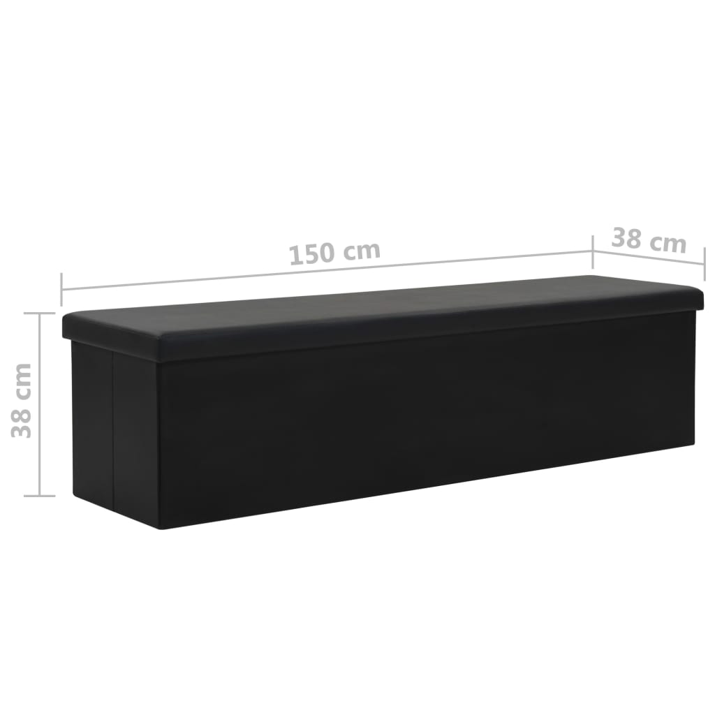 vidaXL sols ar kasti, saliekams, mākslīgā āda, 150x38x38 cm, melns
