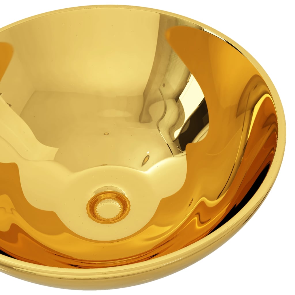 vidaXL izlietne, 32,5x14 cm, keramika, zelta krāsā