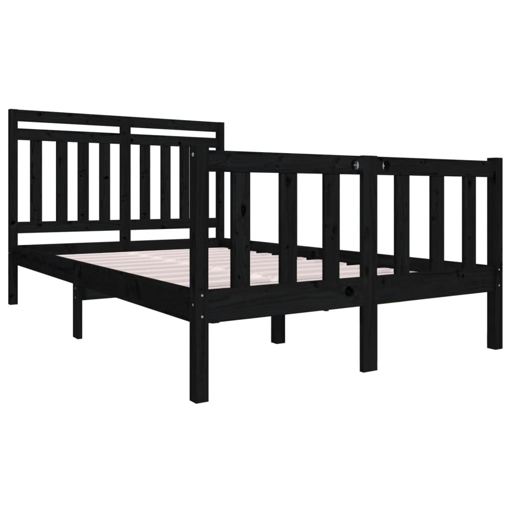 vidaXL gultas rāmis, melns, 120x190 cm, divvietīgs, masīvkoks