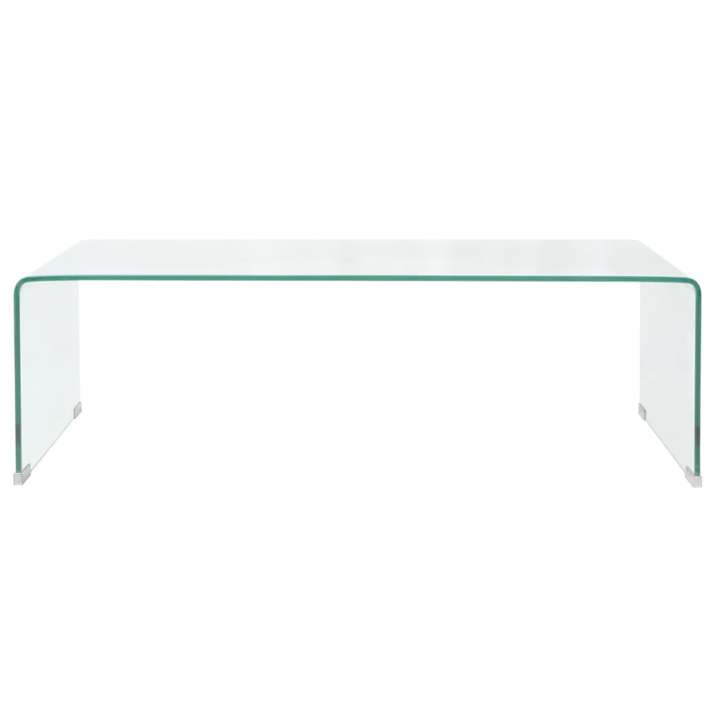 vidaXL kafijas galdiņš, 98x45x30 cm, caurspīdīgs, rūdīts stikls