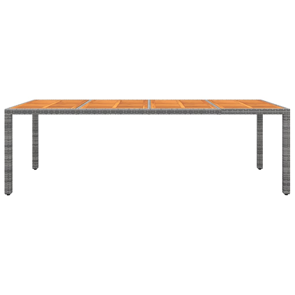vidaXL āra galds, 250x100x75 cm, pelēka PE rotangpalma, akācijas koks