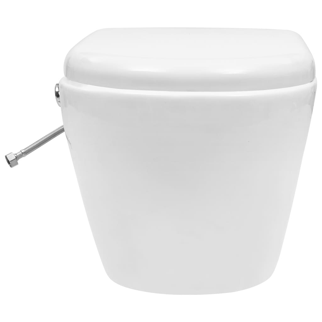 vidaXL tualetes pods ar bidē, stiprināms pie sienas, balta keramika